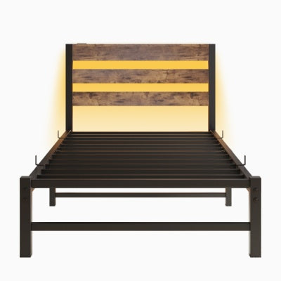 Brown Steel Platform Bed