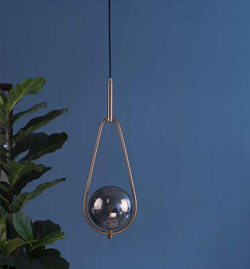 Gold Glass Ball Chandelier Smoke Gray Shade