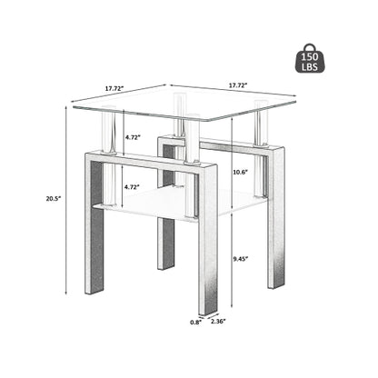 1-teiliges modernes gehärtetes Glas-Teetisch Couchtisch Beistelltisch, quadratischer Tisch für das Wohnzimmer, transparent schwarz