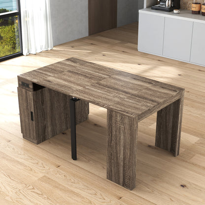 Moderne multifunktionale ausziehbare Esstisch mit Steckdose, platzsparender ausklappbarer Tisch mit Stauraum für Partys, Hochzeiten, Meetings und Feiern