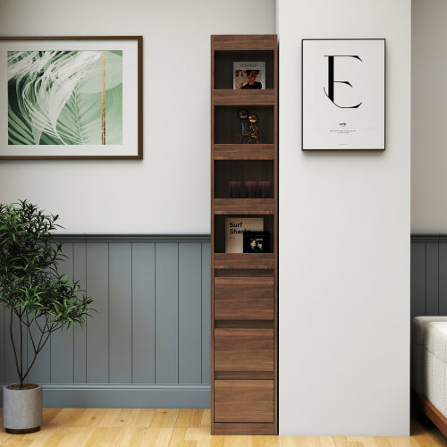 Wooden Display Cabinet Modern Tall Bookshelf Living Room