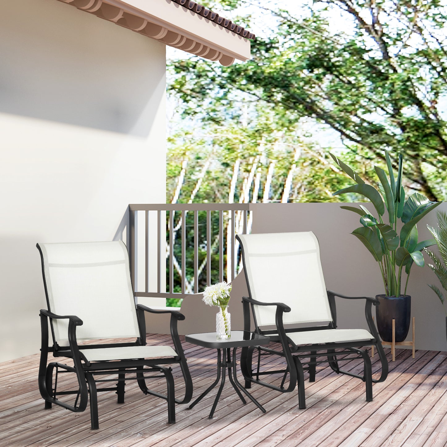 3-teiliges Outdoor-Gleitschwingset Bistro-Set mit Rahmen