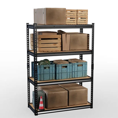 4-stufig einstellbarer Regalbodenabstand, Kürbis-förmige Perforation, Gummihammer mit Handschuhen, Display-Ständer, Eisen, 122*45*153,5 cm, Schwarzes Eisen, Natürlich holzfarbenes MDF