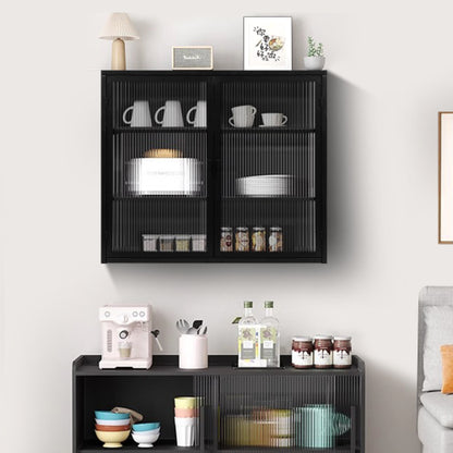 Moderne Zweitürige Wandablage Mit Glastür Mit Drei Ebenen Stauraum Für Eingang Wohnzimmer, Badezimmer, Esszimmer, Schwarz Nicht Verfügbar Plattformen- Temu