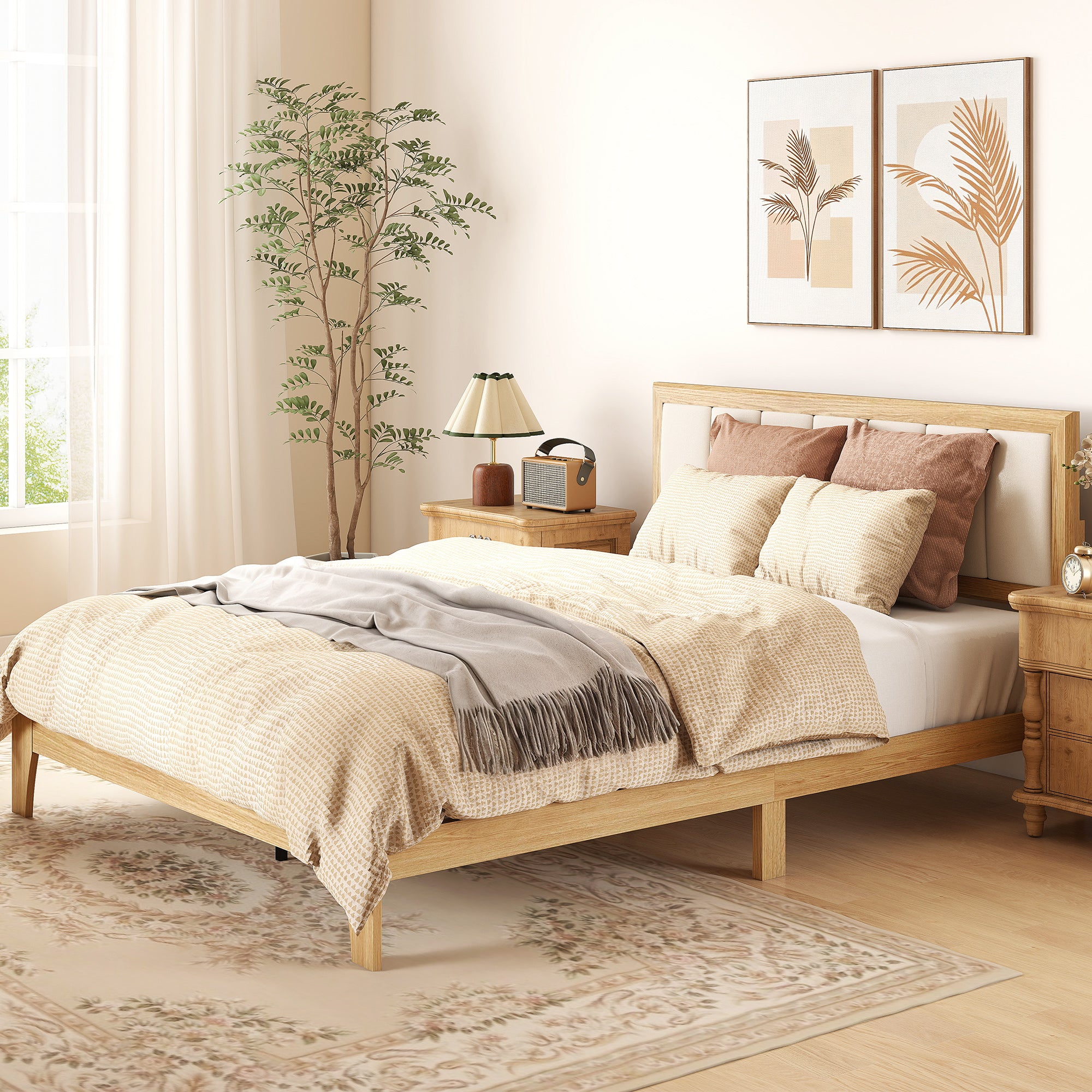 Vollständiger Bettrahmen mit Kopfteil Vollständiges Plattform-Bettgestell mit Latten Kein Lattenrost erforderlich Anthrazit