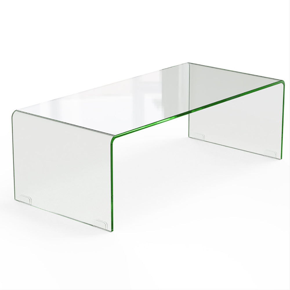42,5 x 20 x 14 Zoll Glas-Couchtisch mit abgerundeten Kanten für das Wohnzimmer