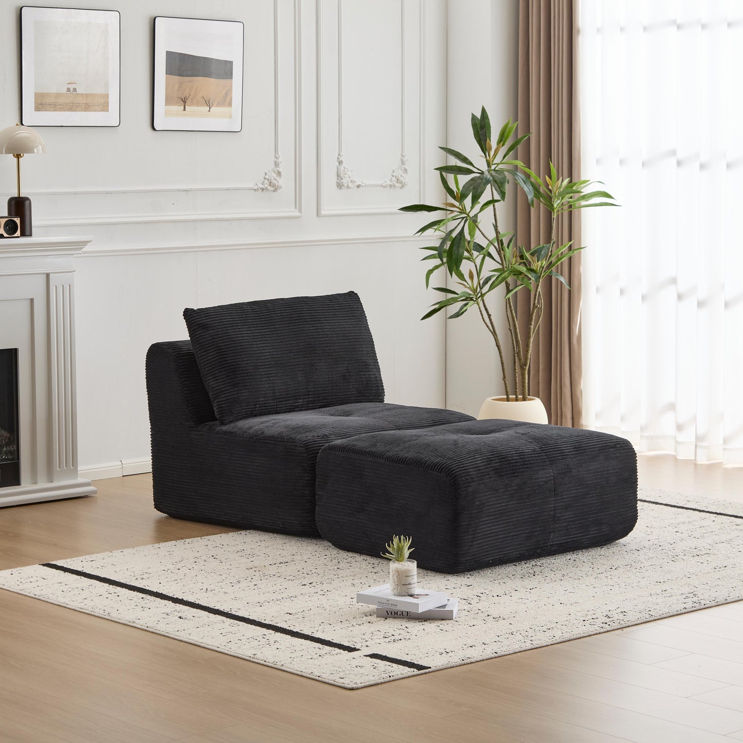 Moderne Kompressions-Memory-Foam-Sofa, 2-Sitzer großes Ecksofa für das Wohnzimmer, tierfreundliches Wolken-Modul-Sofa, Kordstoffbezug, extra tiefe Sitzbank, keine Montage erforderlich, Beige