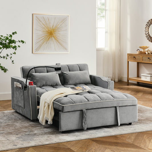 55,51 Zoll vielseitiges klappbares Sofa-Bett in 3 Längen, modernes Sofa Samt-Auszugbett, verstellbar