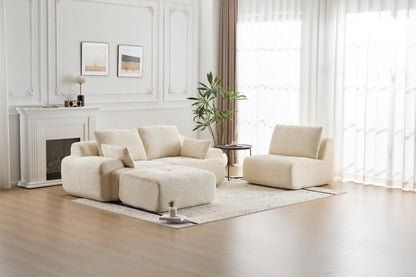 Moderne Kompressions-Matratzen-Sofa, Große Ecksofas für das Wohnzimmer, Haustierfreundliches Wolkenmodulares Ecksofa, Kordstoff, Extra Tiefes Liebespaarsofa, Keine Montage erforderlich, BEIGE