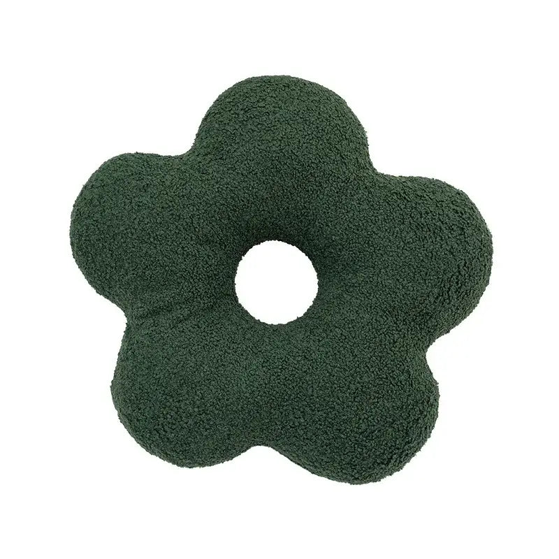 Dark green plush 3d flower decor nordic cushion with central hole for living room decorbites 3d flower set