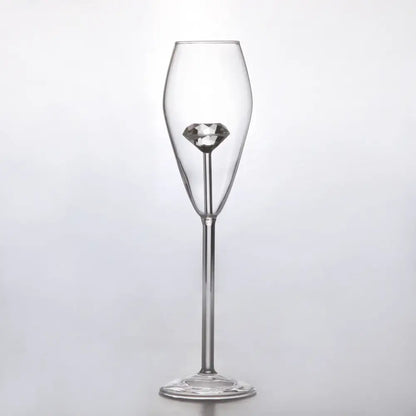 Clear crystal champagne flute with faceted diamond-shaped stem ornament from decorbites 3d pink glass rose wine set