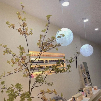 3D-Printed Moon Pendant Light in White Polymer - Decorbites