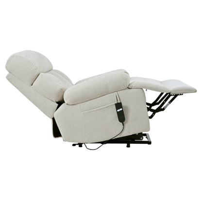 Oversized Power Lift Recliner Chair For Elderly, Electric Fabric Recliner Chair For Seniors, Home Theater Seating,Reclining Sofa Chair With Remote Control,Side Pocket ,Spacious Seat  Light Gray