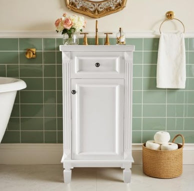 Badezimmer-Toilettentisch mit Waschbecken, Toilettentisch-Waschbecken-Schrank mit Tür, Unabhängiger Badezimmer-Speicherschrank mit Waschbecken-Set ohne Spiegel und Armatur