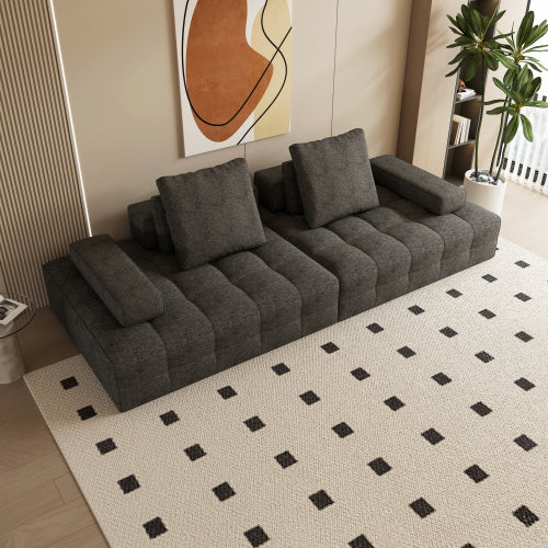 Sofa-Couch für das Wohnzimmer, modernes Zweiersofa mit extra tiefen Sitzflächen, bequemen Armlehnen, Sofas für Wohnzimmer, Apartment-Lounge, einfache Montage, Grau