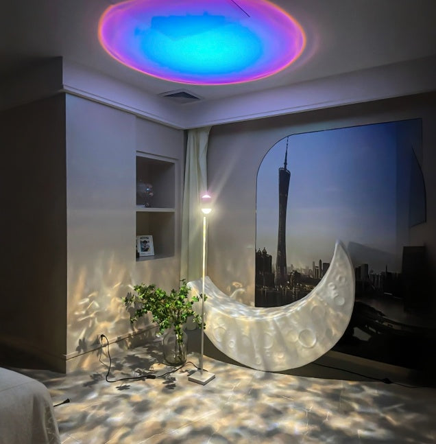 EP LIGHT Zweiköpfige Stehlampe mit Sonnenuntergang-Aurora-Projektor, Umgebungs-Nachtlichter