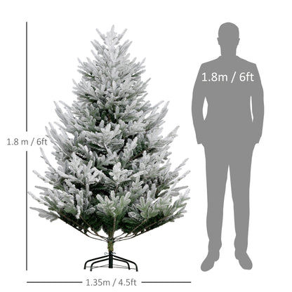 HOMCOM 1,8 m künstlicher Weihnachtsbaum, Tannenförmiger Weihnachtsbaum mit Scharnieren und 795 realistischen Ästen, Stahlbasis, Automatische Öffnung, Grün