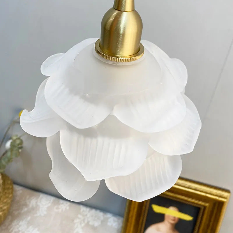 Glass Brass Flower Chandelier