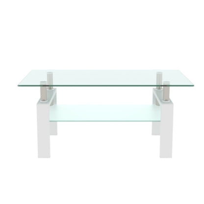 Weißer Couchtisch, Klarer Couchtisch, Moderne Beistelltische und Mittelstücke für das Wohnzimmer, Möbel für das Wohnzimmer