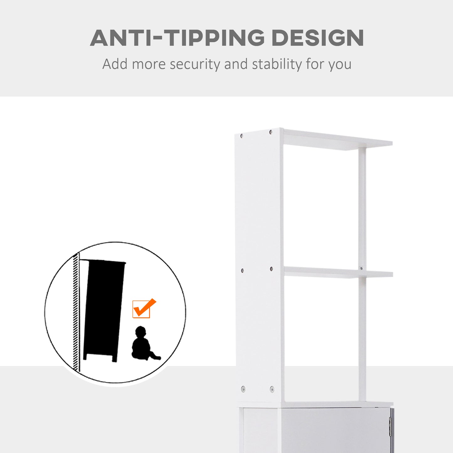 55  Tall Bathroom Cabinets, Narrow Storage Cabinet Freestanding Linen Tower With 2 Tier Shelf And Drawers, White