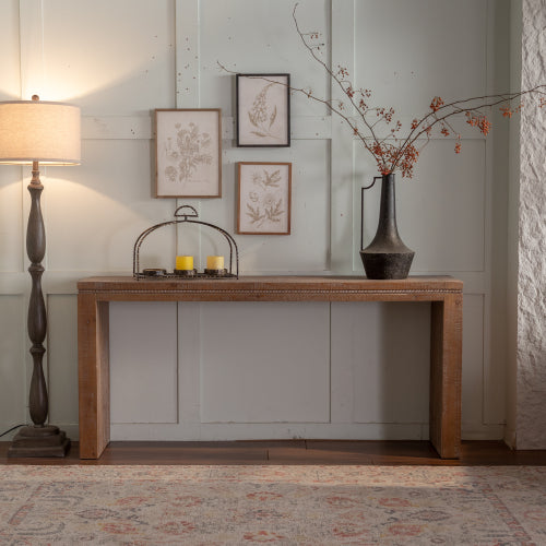 Konsole-Tisch aus Massivholz für das Wohnzimmer, langer Sofatisch hinter der Couch, retro schmaler Eingangstisch für Flur und Foyer