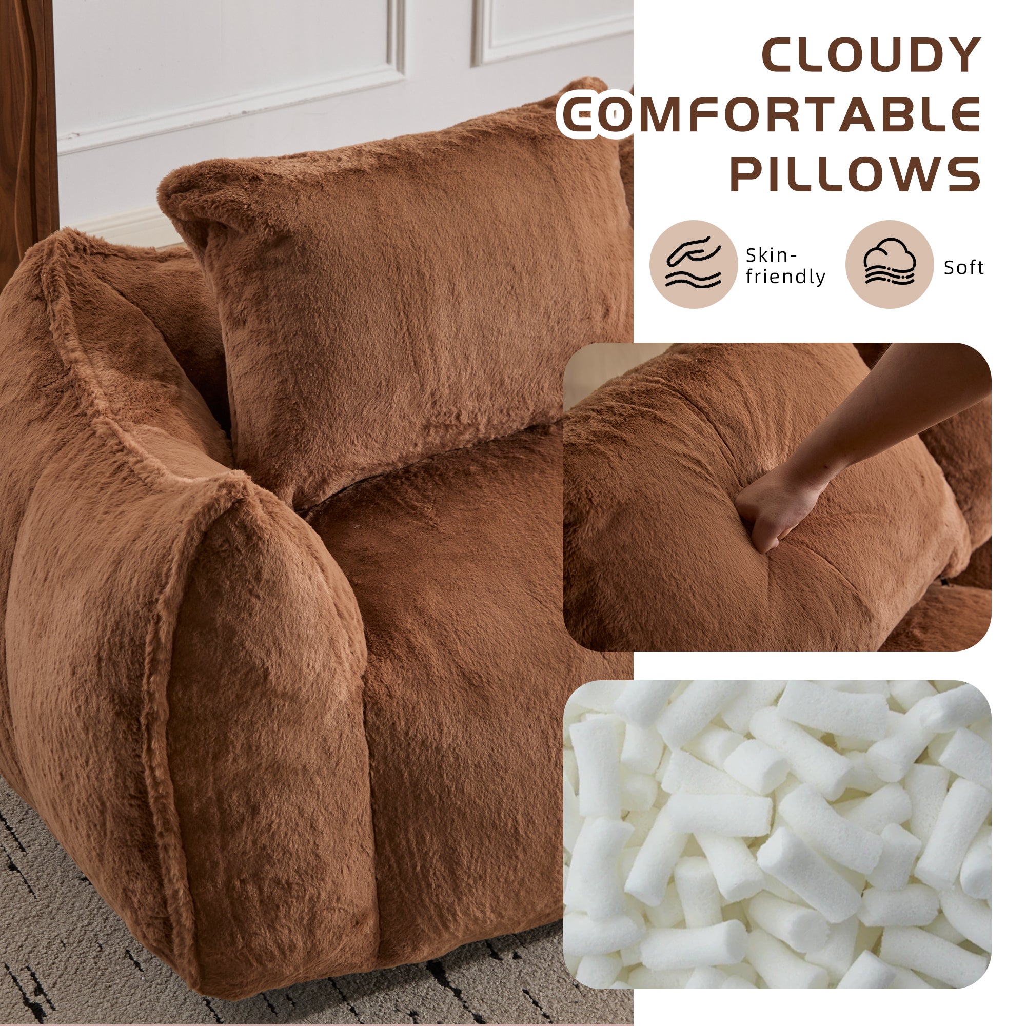 Brown Fluffy Bean Bag