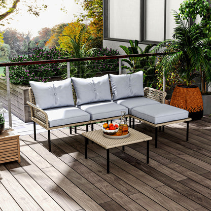 5-teiliges Terrassenmöbel-Set mit Sofa