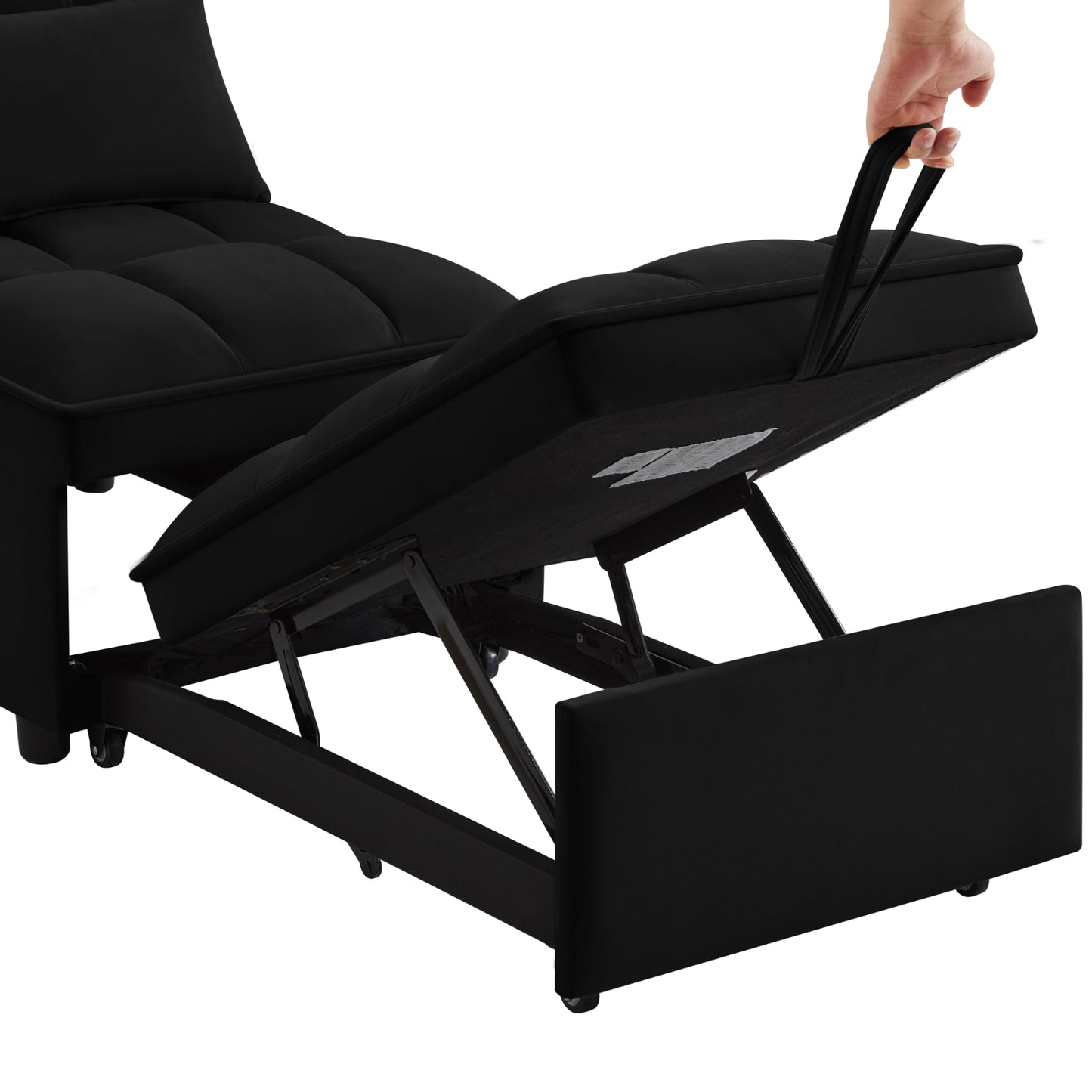 4-in-1 Multifunktions-Einzelsofa-Bett mit Stauraumtaschen, Gepolstertes Einzel-Auszug-Sofa-Bett mit verstellbarer