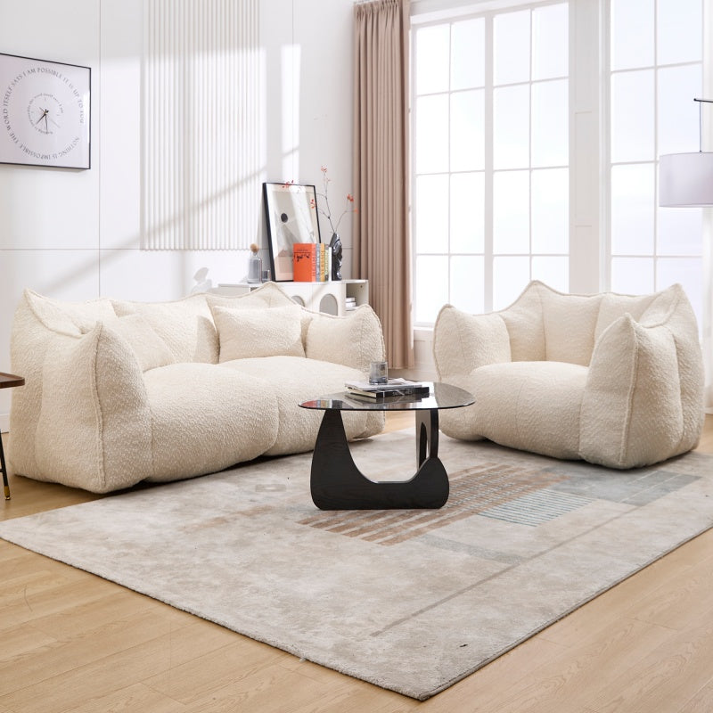 Komprimierter Plüsch-Sitzsack-Sofa-Couch – Mit Hochleistungsschaum gefüllt, ultraleichtes Bouclé-Loungestuhl für eine oder zwei Personen, gemütliche Sitzmöglichkeit im Wohnzimmer zum Lesen, Spielen und Entspannen, platzsparend vakuumverpackt