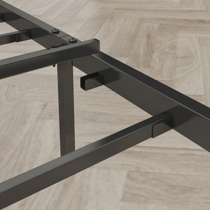 Bettgestell in Queensize mit Lade-Station, gepolstertem Kopfteil, Metallplattform, Grau