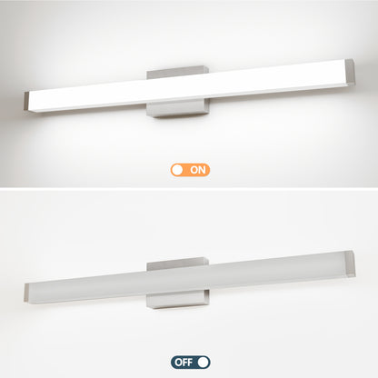 Badezimmer-Spiegelablageleuchte gebürstetes Nickel quadratisch LED 33 Zoll 18 W 6000 K kühles Weißes Licht Wandleuchte über dem Spiegel