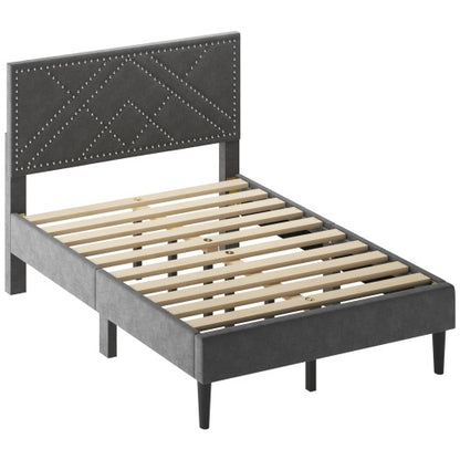 Bettgestell für Doppelbett, Leinenaufbau mit Stauraum, stark und stabil, geräuschlos, Stauraum unter dem Bett, kein Federkern nötig, Belastbarkeit 485 lbs