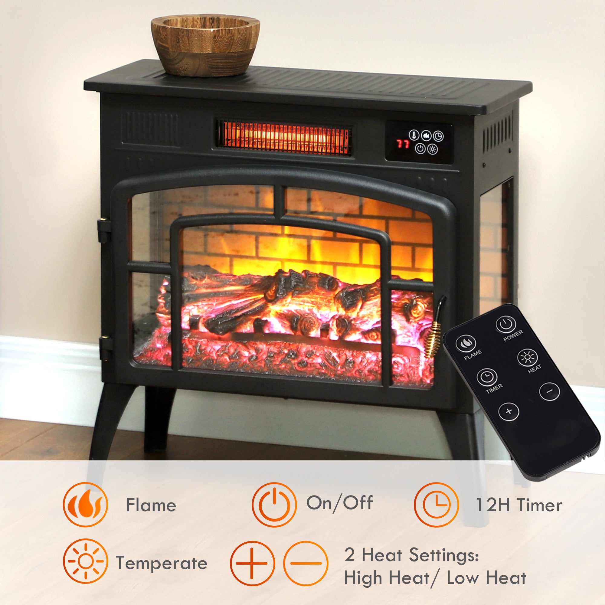 3-Sided Electric Fireplace Stove