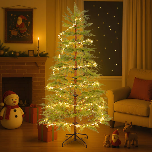 6-Fuß künstlicher voller Weihnachtsbaum mit LED-Lichtern und Metallständer, 612 Spitzen voller Baum, Weihnachtsdekoration
