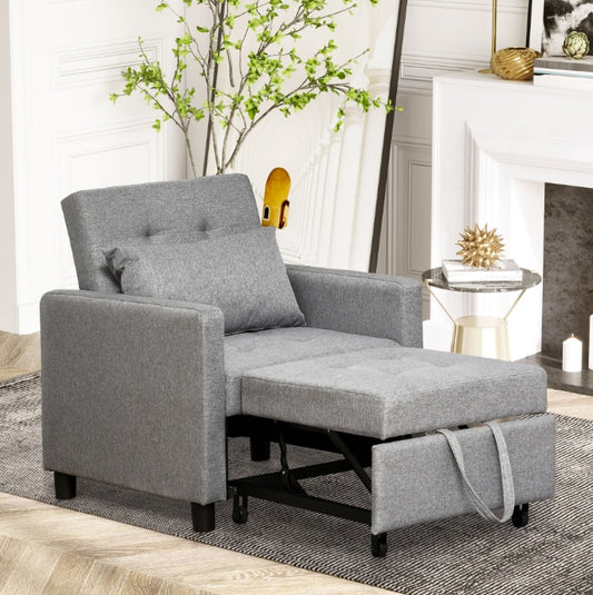 Umwandelbares Stuhl-Bett Graues Sofa-Bett Multifunktionales Schlafcouch Ottoman Liegesessel Verstellbare Rückenlehne