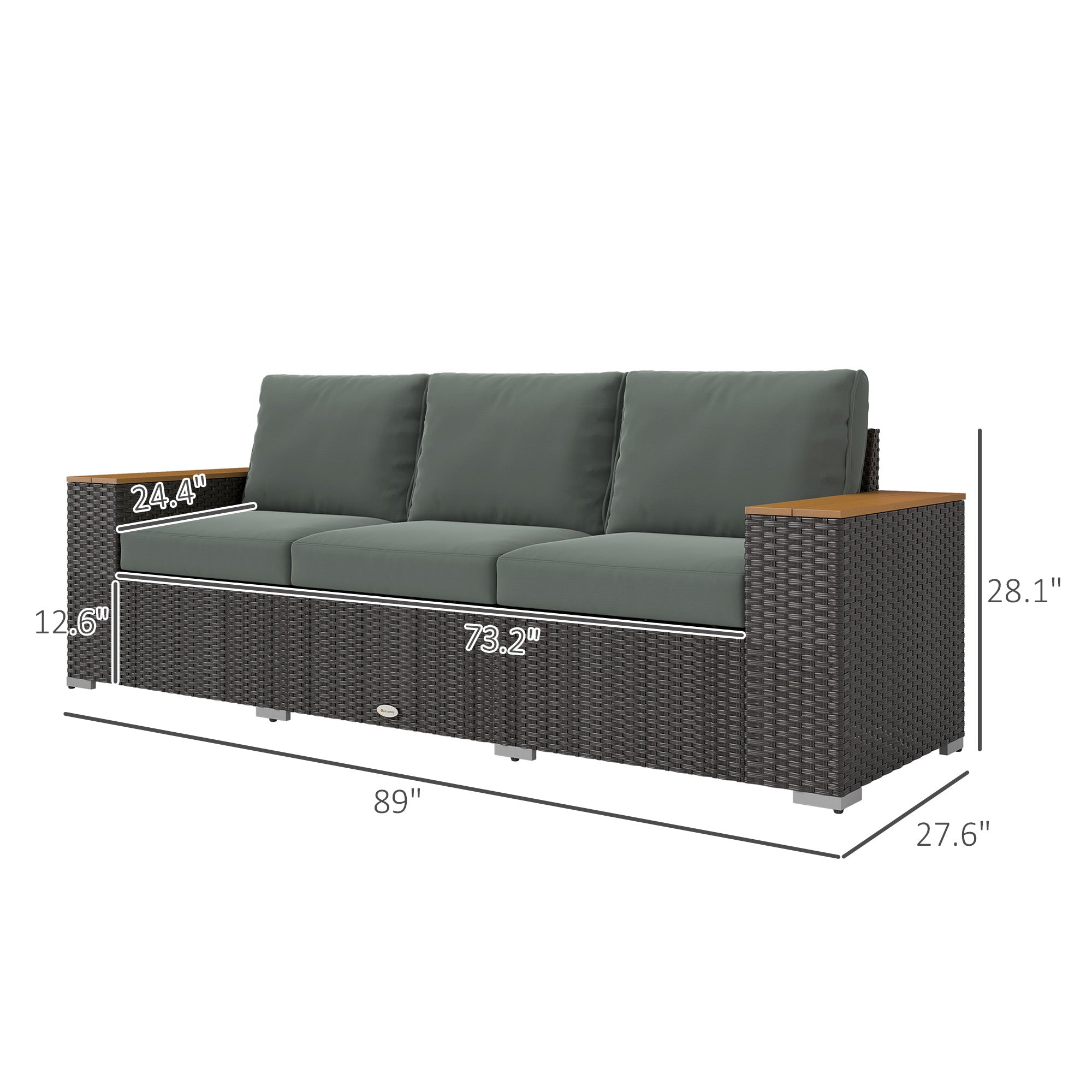 Gray Wicker Outdoor Sofa
