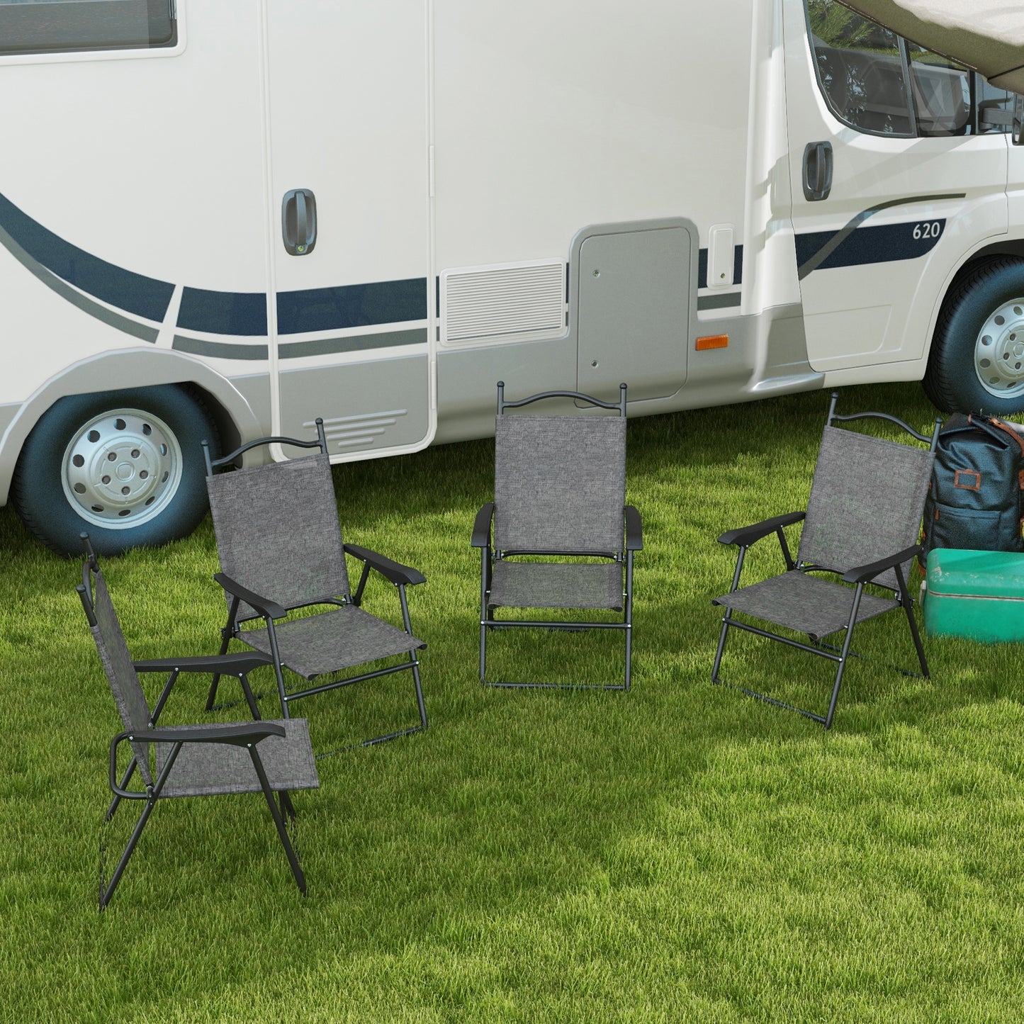 4-teiliges klappbares Garten-Camping-Stuhl-Set