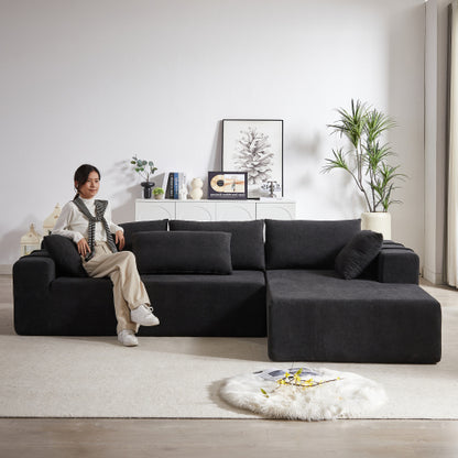 Moderne Chenille-Polster-Sofagarnitur, Modulares 108 L-förmiges Sofaset für das Wohnzimmer mit 6 Kissen, Freie Kombination-Sofagarnitur für Wohnzimmer, Schlafzimmer