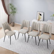 4-Stuhl-Set Kombination, modern und schlicht, mit hoch belastbarem Füllmaterial, Metallbeine, verstellbare Füße, geeignet für Küchen und Esszimmer, Beige
