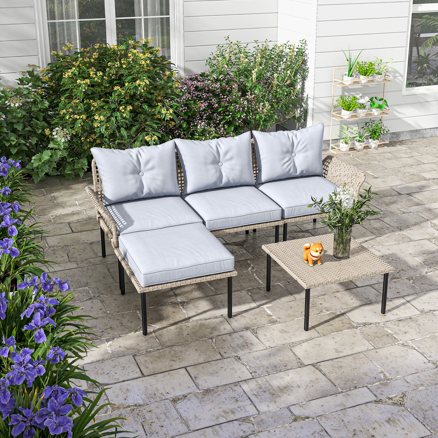 5-teiliges Terrassenmöbel-Set mit Sofa