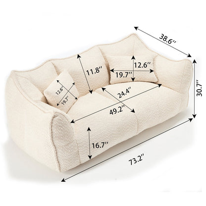 Komprimierter Plüsch-Sitzsack-Sofa-Couch – Mit Hochleistungsschaum gefüllt, ultraleichtes Bouclé-Loungestuhl für eine oder zwei Personen, gemütliche Sitzmöglichkeit im Wohnzimmer zum Lesen, Spielen und Entspannen, platzsparend vakuumverpackt