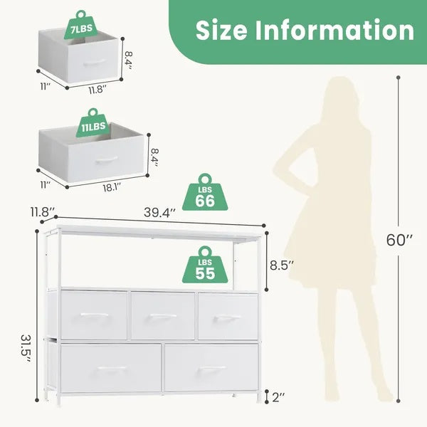 Gray Fabric Drawer Dresser
