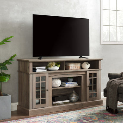 Klassisches TV-Media-Regal Modernes Entertainment-Konsolenregal für Fernseher bis 65 Zoll mit offenen und geschlossenen Stauraum, Grau gewaschen