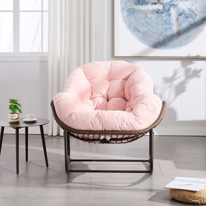 Outdoor-Rattan-Schaukelstuhl, Gepolsterter Kissen-Schaukelstuhl für Terrasse, Wohnzimmer, Patio, Garten, Rosa - Verkauf auf Temu verboten