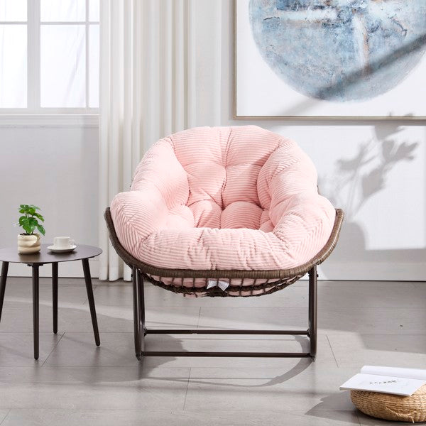 Outdoor-Rattan-Schaukelstuhl, Gepolsterter Kissen-Schaukelstuhl für Terrasse, Wohnzimmer, Patio, Garten, Rosa - Verkauf auf Temu verboten