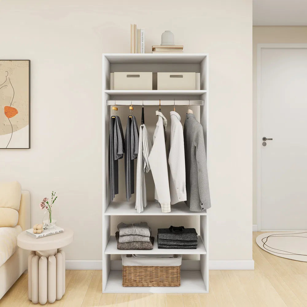 Modulares Kleiderschranksystem: Moderne wandmontierte Kleiderschrankregale oder Einbausystem für Kleiderschränke, Regale und Ablagen, integrierte Kleideraufbewahrung für das Schlafzimmer
