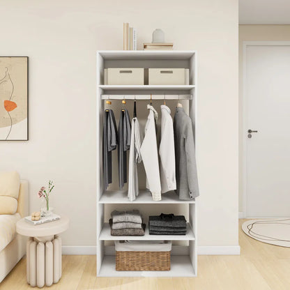 Modulares Kleiderschranksystem: Moderne wandmontierte Kleiderschrankregale oder Einbausystem für Kleiderschränke, Regale und Ablagen, integrierte Kleideraufbewahrung für das Schlafzimmer