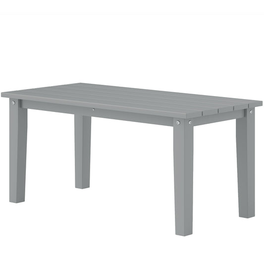 Rechteckiger Außentisch für Kaffee, HDPE Allwetter-Außentisch für Terrasse mit lamellenförmiger Tischplatte für Garten, Balkon, Grau