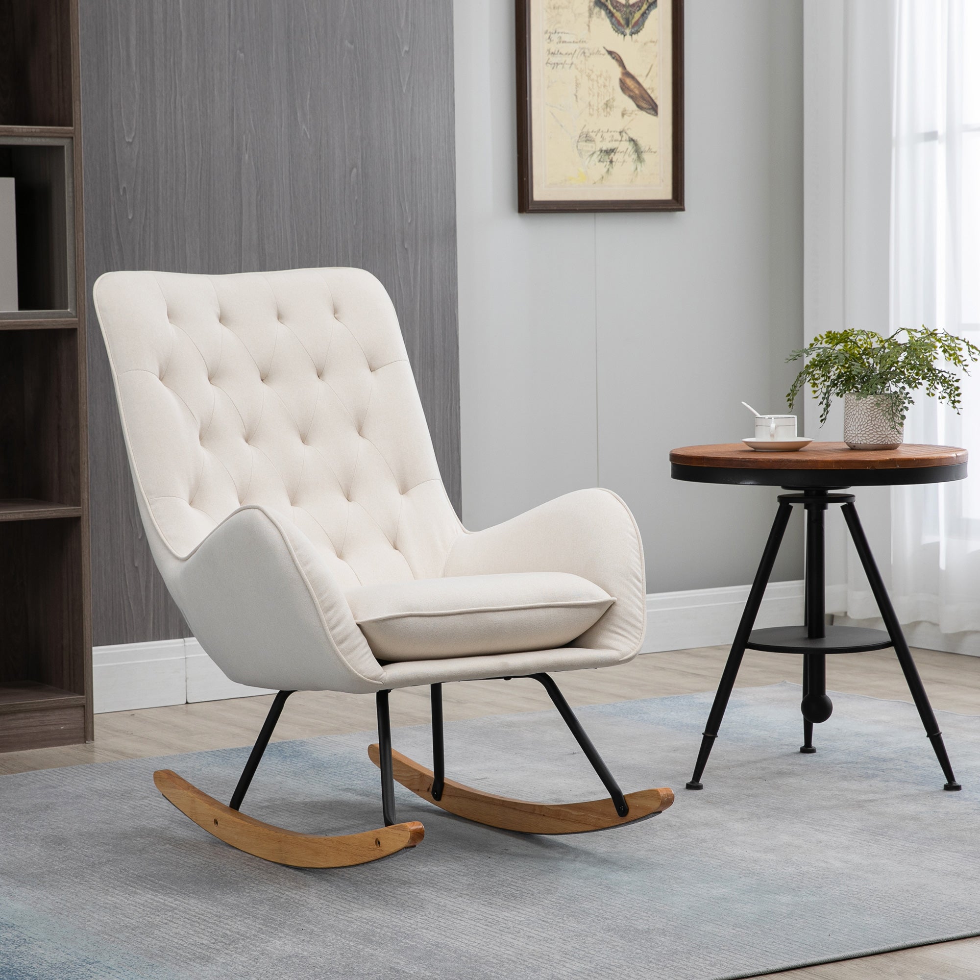 Moderne Schaukelstuhl mit abnehmbarem Lendenkissen, Sofa-Sessel mit dicker Polsterung