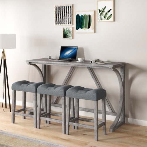 Bar Table Set With Power Socket, Bar Table And Chair Set For Living Room, Dining Room, Games Room